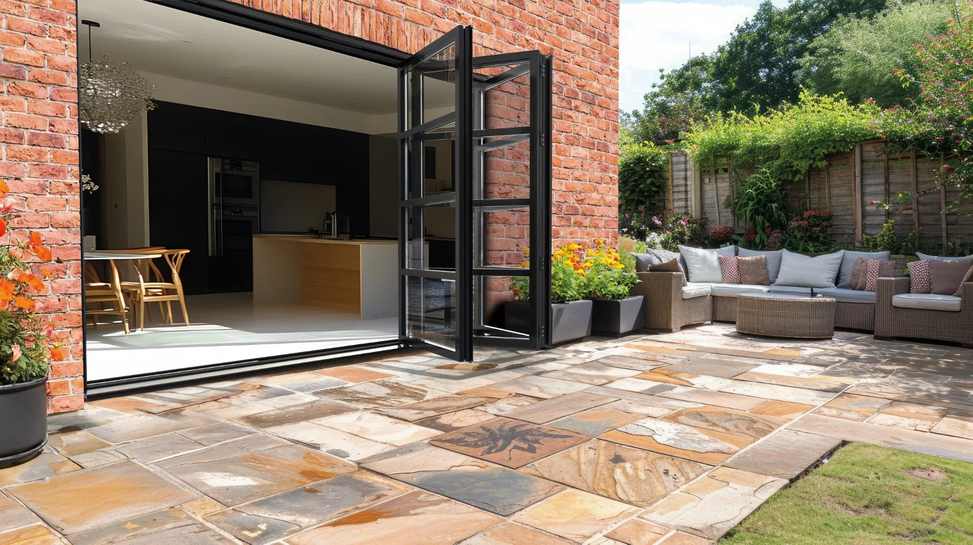 Heritage style bifold doors in black finish