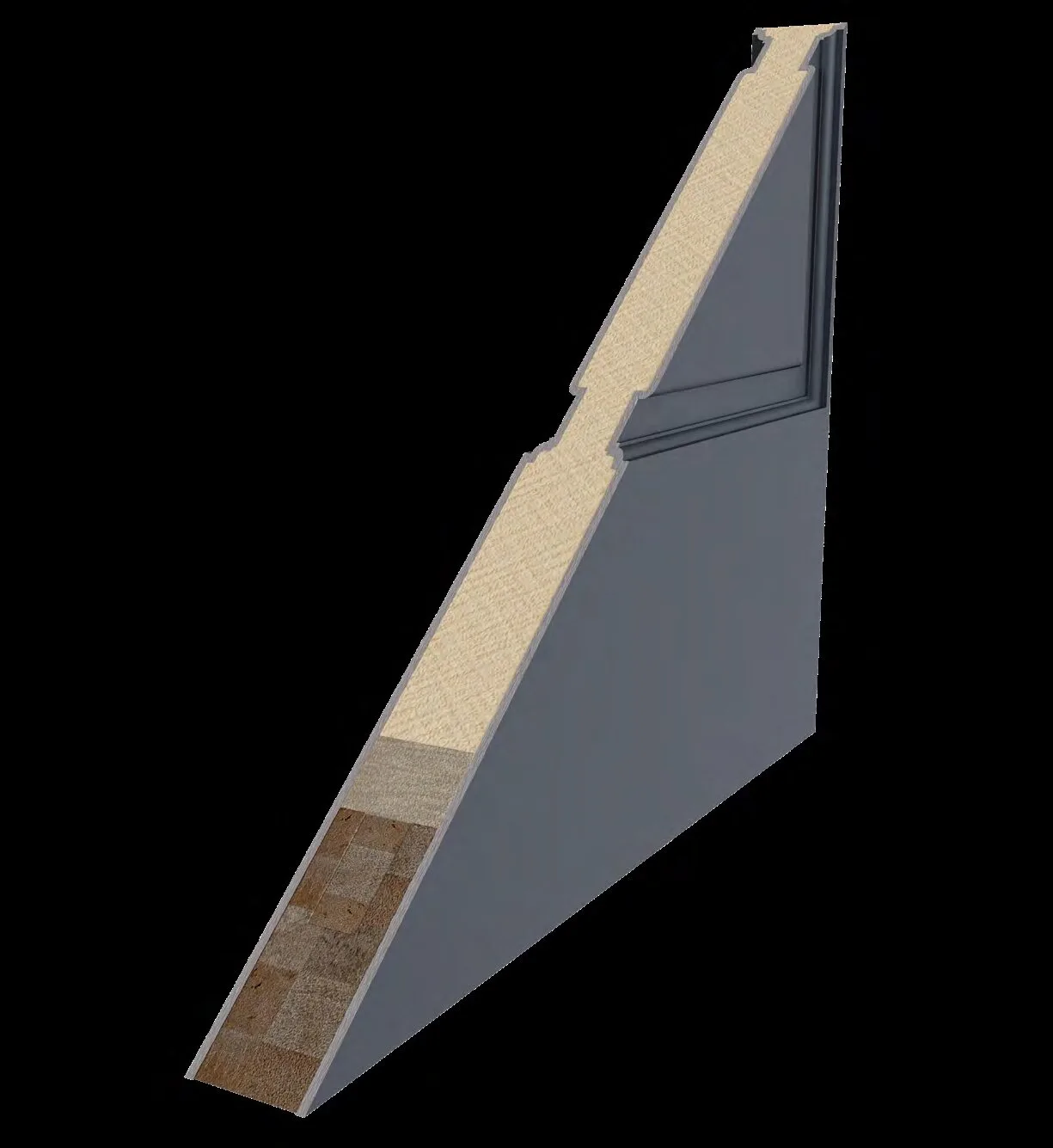 Cross-section cutaway of door showing 4 internal layers