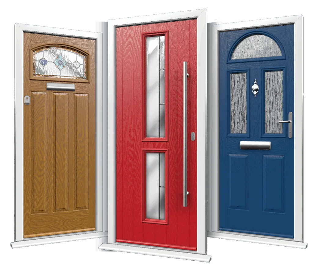 Colorful composite doors in various finishes
