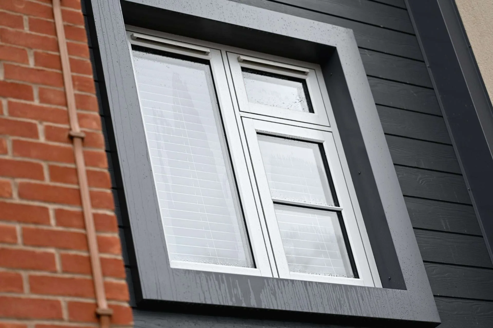 Modern grey window on contemporary building