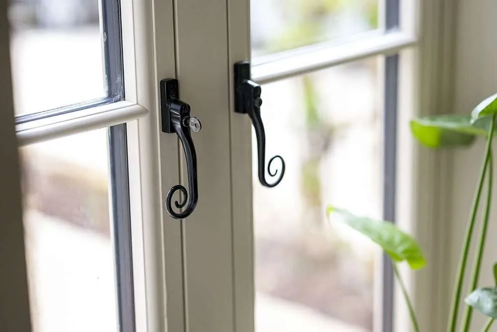 Interior view showing window handles and hardware