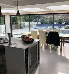 Modern kitchen with roof light natural lighting