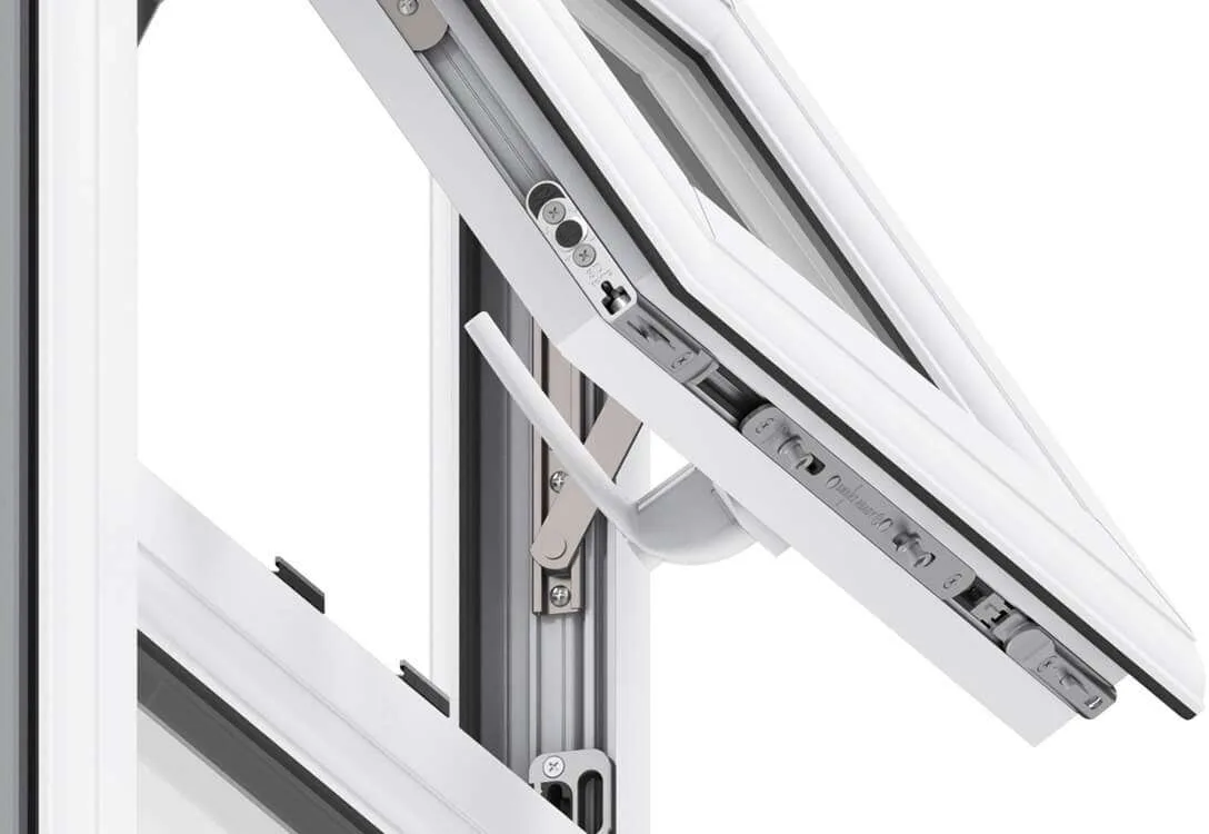 Window opening mechanism demonstrating 90-degree turn action