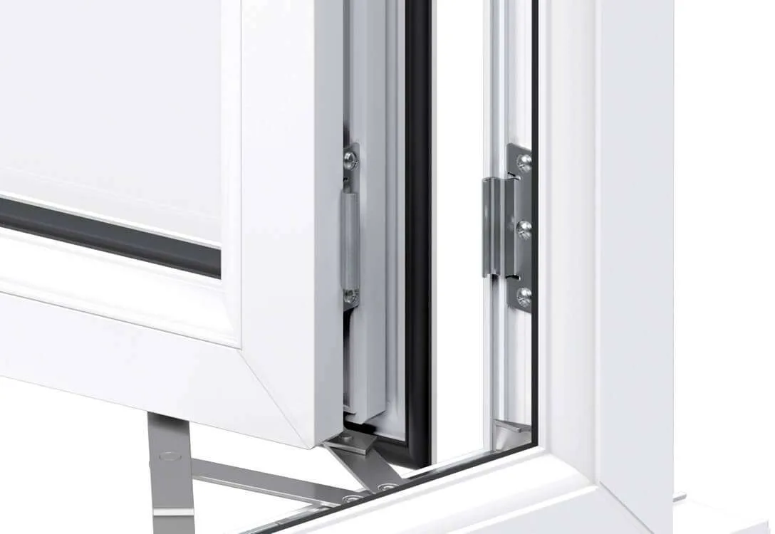 Side hinge detail showing integrated hardware design