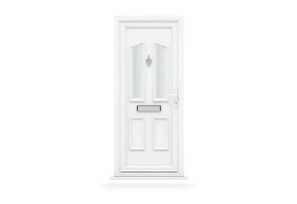 Liniar Residential Door - Traditional white uPVC door with decorative glass panels