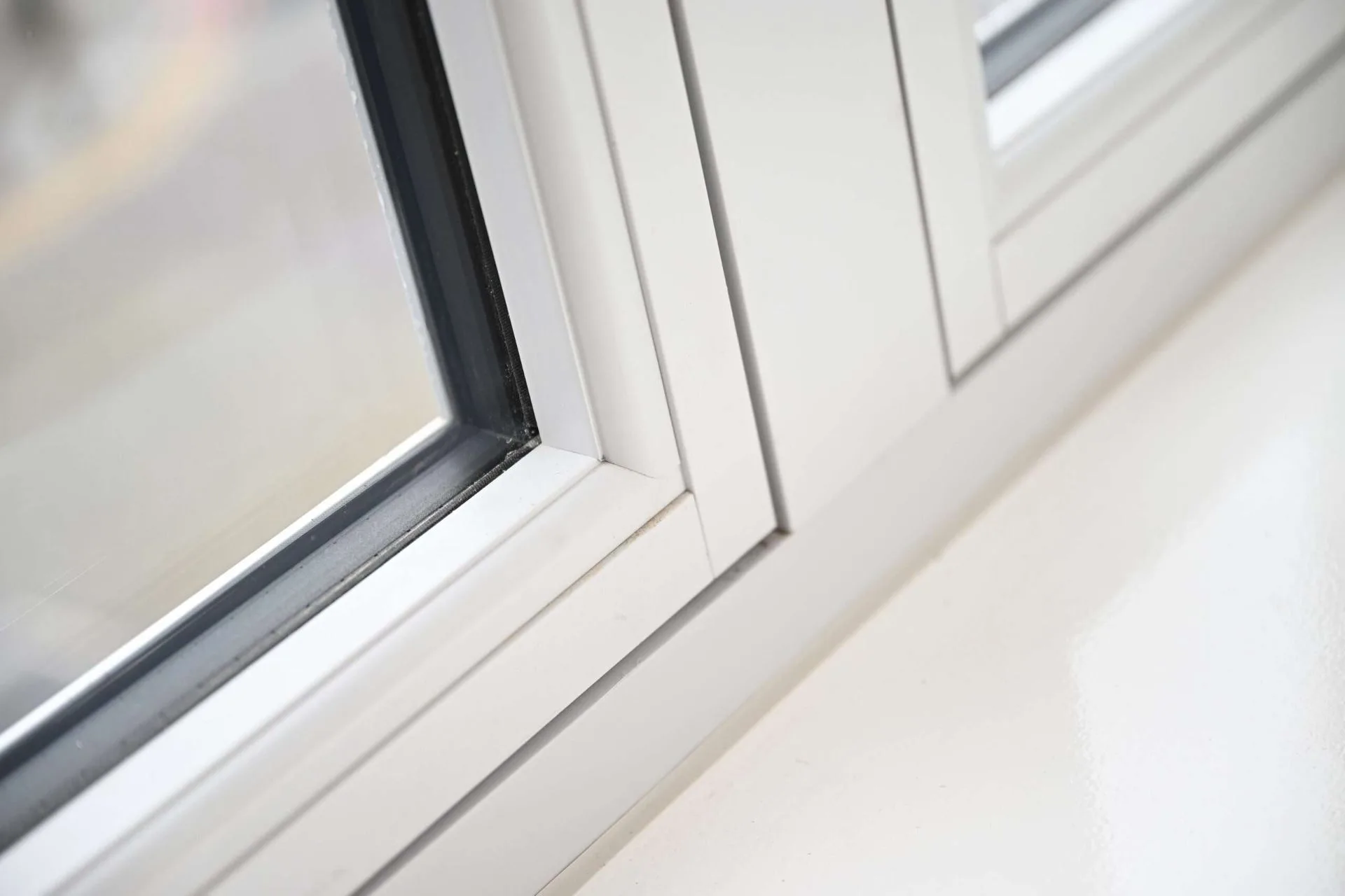 Close-up detail of window frame and seal