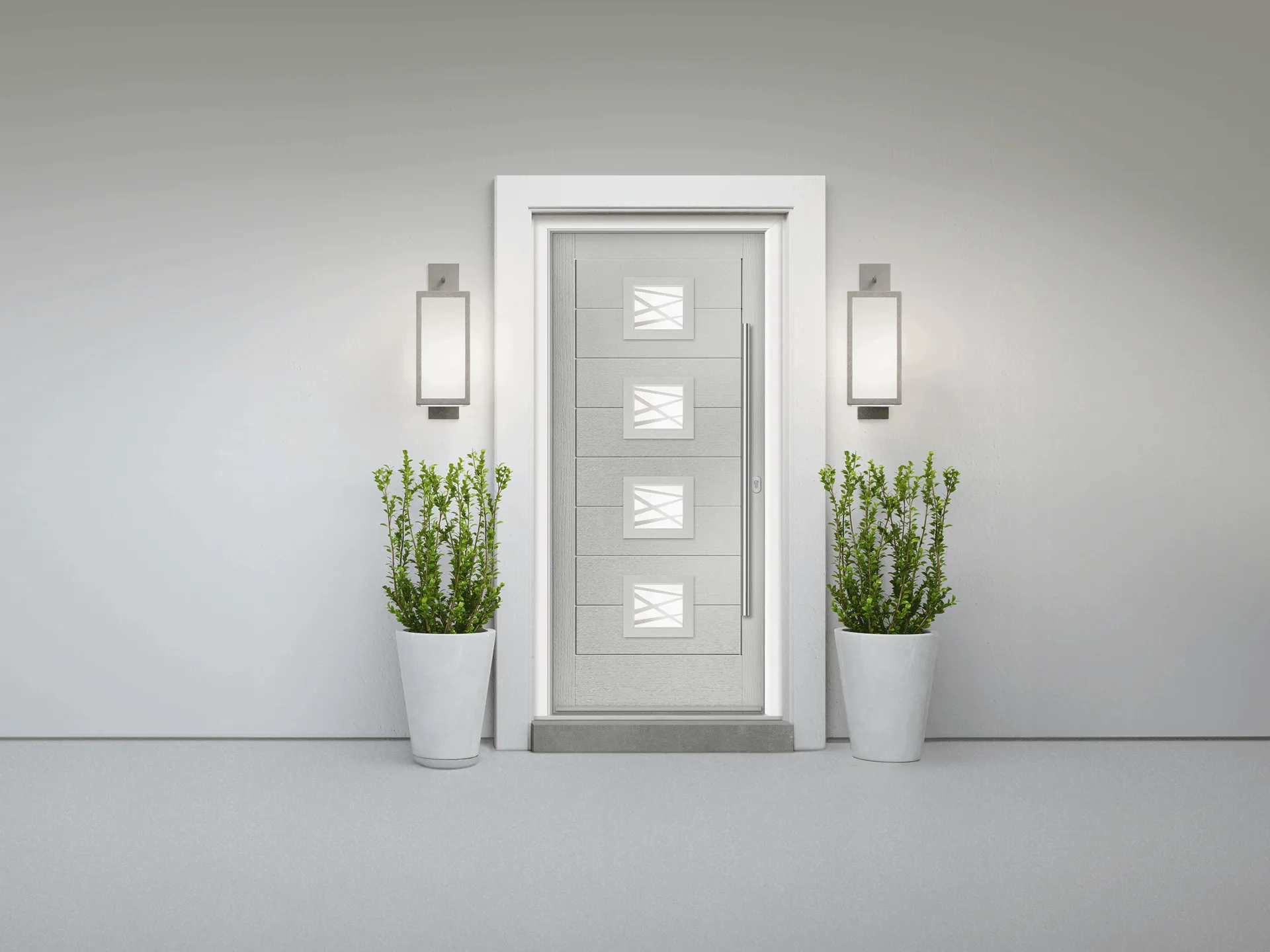 Modern grey composite door with glass panels